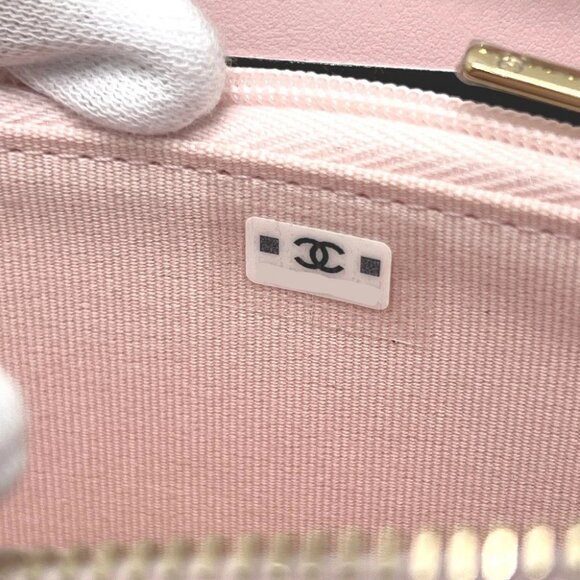 CHANEL AP4658 CC Mark Zip coin purse Long Wallet Caviar Leather pink Unused - Picture 10 of 10